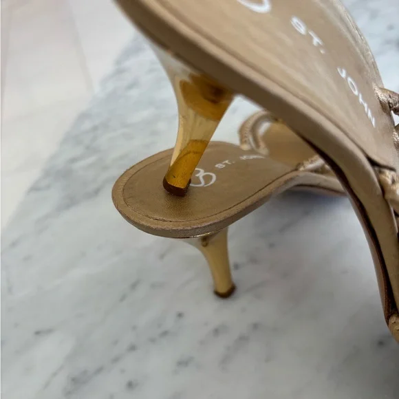 St. John Metallic Gold Women's Sandals - Picture 3 of 9